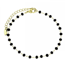 14k BRANSOLETKA POZŁACANA 17+5 CM 3 MM CZARNE KORALIKI XUPING 85504