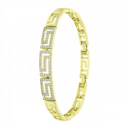 14k BRANSOLETKA POZŁACANA 19,5-17 CM 8 MM GREK BRYLANTOWY XUPING 85515