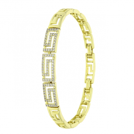 14k BRANSOLETKA POZŁACANA 19,5-17 CM 8 MM GREK BRYLANTOWY XUPING 85515