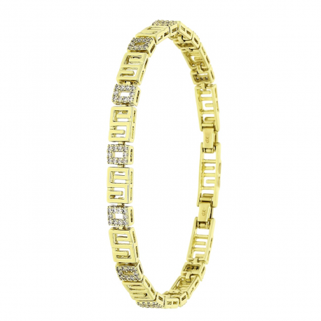 14k BRANSOLETKA POZŁACANA 20-18 CM 6 MM GREK BRYLANTOWY XUPING 85516