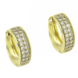 14k KOLCZYKI POZŁACANE 15/5 MM BRYLANTOWE KÓŁKA XUPING 85580