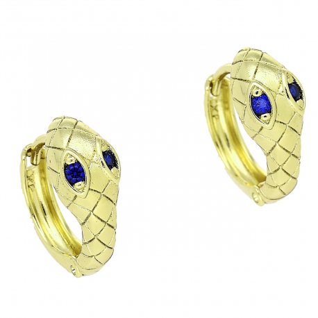 14k KOLCZYKI POZŁACANE 15/6 MM ŻMIJA SZAFIROWE OCZY XUPING 85586