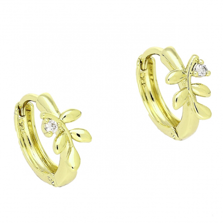 14k KOLCZYKI POZŁACANE 13/6 MM GAŁĄZKA Z BRYLANTEM XUPING 85587