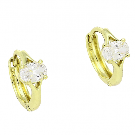 14k KOLCZYKI POZŁACANE 13/6 MM KÓŁKA Z BRYLANTEM XUPING 85589