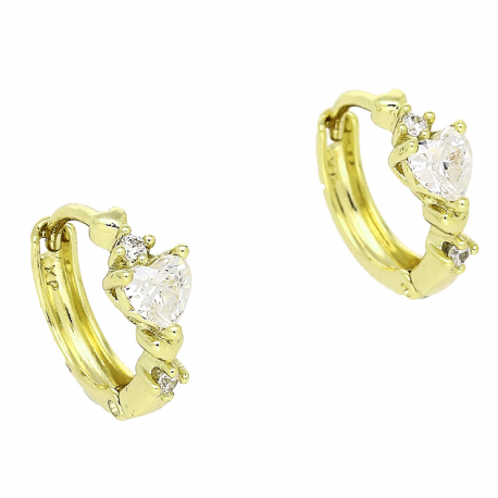 14k KOLCZYKI POZŁACANE 13/5 MM KÓŁKA BRYLANT SERCE XUPING 85590