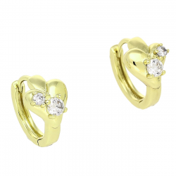 14k KOLCZYKI POZŁACANE 12/8 MM KÓŁECZKA SERCE Z BRYLANTAMI XUPING 85591
