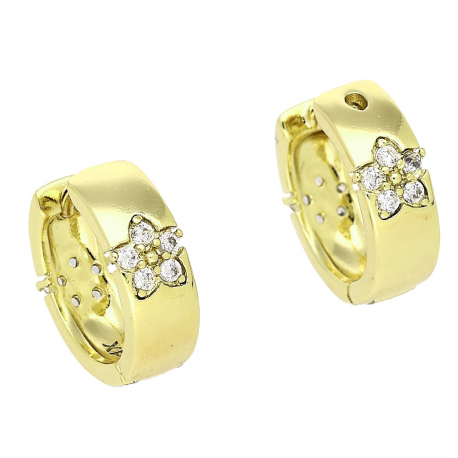 14k KOLCZYKI POZŁACANE 15/5 MM KÓŁKA Z BRYLANTAMI XUPING 85603