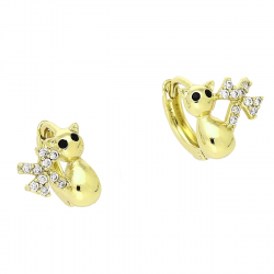 14k KOLCZYKI POZŁACANE 11/9 MM ZŁOTE KOTKI XUPING 85612