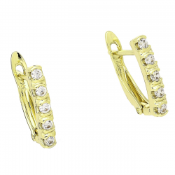 14k KOLCZYKI POZŁACANE 15/3 MM TRADYCYJNE Z BRYLANTAMI XUPING 85636