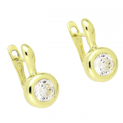 14k KOLCZYKI POZŁACANE 17/9 MM TRADYCYJNE Z BRYLANTEM XUPING 85638