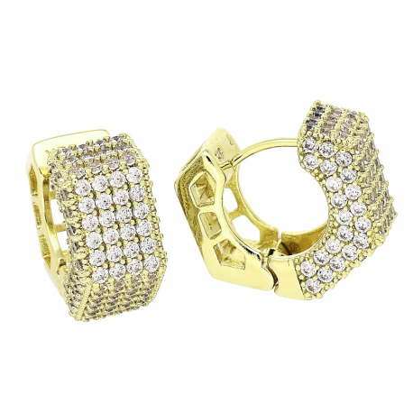 14k KOLCZYKI POZŁACANE 16/8 MM BRYLANTOWE ELEGANTKI XUPING 85652