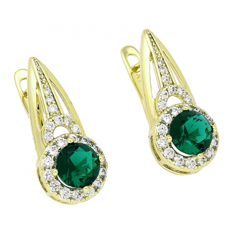14k KOLCZYKI POZŁACANE 21/9 MM MARKIZA ZE SZMARAGDEM XUPING 85654