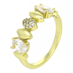 14k PIERŚCIONEK POZŁACANY 6 MM ELEGANCKI Z BRYLANTAMI XUPING 85687