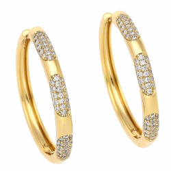 KOLCZYKI POZŁACANE 35/4 MM ZŁOTE KOŁA Z BRYLANTAMI XUPING 85752