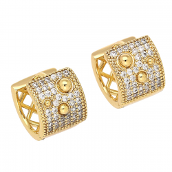 KOLCZYKI POZŁACANE 12/10 MM KÓŁKA Z BRYLANTAMI XUPING 85754