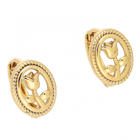 KOLCZYKI POZŁACANE 13/10 MM ZŁOTE TULIPANY XUPING 85758