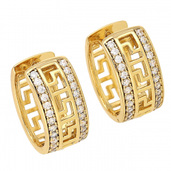 KOLCZYKI POZŁACANE 19/10 MM GRECKI OWAL BRYLANTY XUPING 85778