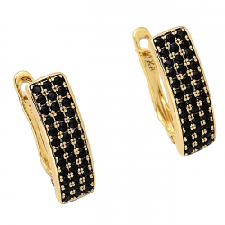 KOLCZYKI POZŁACANE 17/6 MM TRADYCYJNE CZARNE BRYLANCIKI XUPING 85782