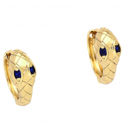 KOLCZYKI POZŁACANE 15/6 MM ŻMIJA SZAFIROWE OCZY XUPING 85785