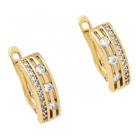 KOLCZYKI POZŁACANE 16/5 MM TRADYCYJNE Z BRYLANTAMI XUPING 85789