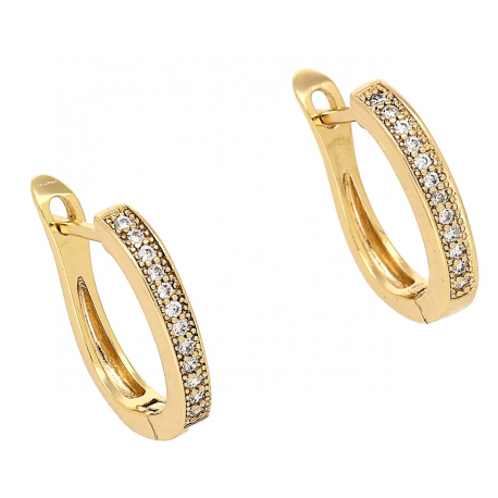 KOLCZYKI POZŁACANE 14/2,5 MM TRADYCYJNE Z BRYLANTAMI XUPING 85793