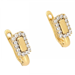 KOLCZYKI POZŁACANE 15/6 MM PROSTOKĄT W BRYLANTACH XUPING 85795