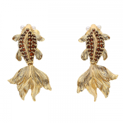 KOLCZYKI POZŁACANE 31/18 MM ZŁOTA RYBKA XUPING 85803