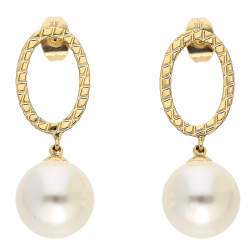 KOLCZYKI POZŁACANE 40/14 MM WISZĄCE PERŁY XUPING 85806