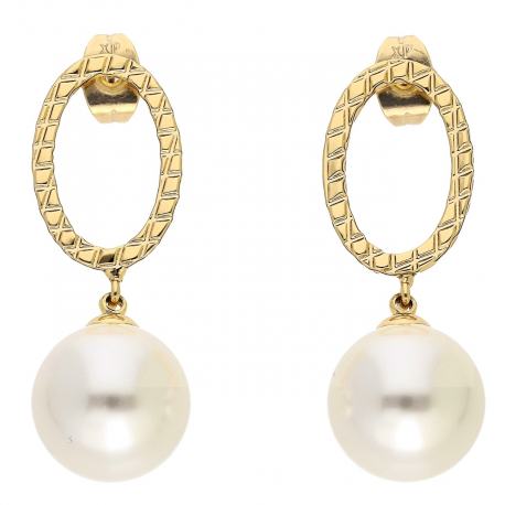 KOLCZYKI POZŁACANE 40/14 MM WISZĄCE PERŁY XUPING 85806