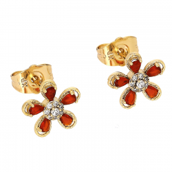 KOLCZYKI POZŁACANE 11 MM MARGERYTKA RUBINY XUPING 85811