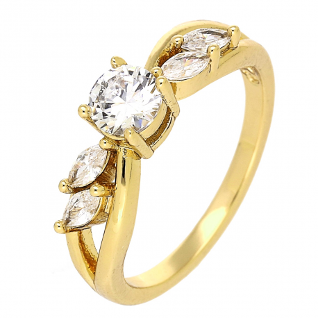 PIERŚCIONEK POZŁACANY 5 MM ZARĘCZYNOWY BRYLANTOWY XUPING 85827