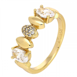 PIERŚCIONEK POZŁACANY 6 MM ELEGANCKI Z BRYLANTAMI XUPING 85828