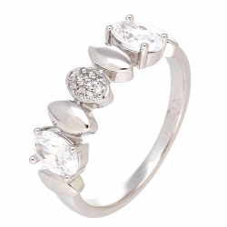 PIERŚCIONEK PLATYNOWANY 6 MM ELEGANCKI Z BRYLANTAMI XUPING 85829