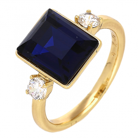 PIERŚCIONEK POZŁACANY 11 MM SAPPHIRE CRYSTAL XUPING 85882