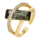 PIERŚCIONEK POZŁACANY 16 MM OLIVINE CRYSTAL XUPING 85885