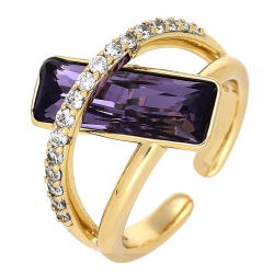 PIERŚCIONEK POZŁACANY 16 MM AMETHYST CRYSTAL XUPING 85887