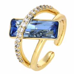 PIERŚCIONEK POZŁACANY 16 MM SAPPHIRE LIGHT CRYSTAL XUPING 85888