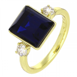 14K PIERŚCIONEK POZŁACANY 11 MM SAPPHIRE CRYSTAL XUPING 85908