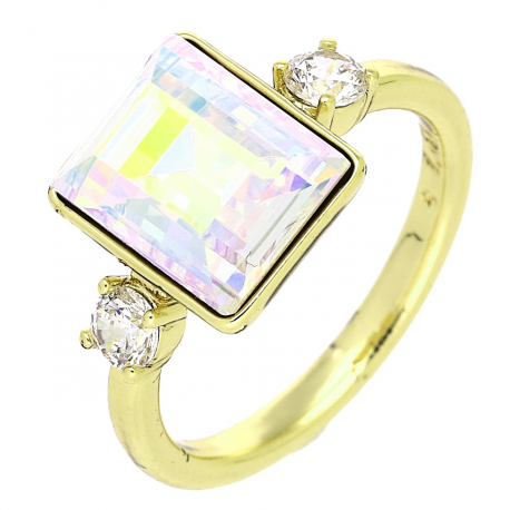 14K PIERŚCIONEK POZŁACANY 11 MM AB CRYSTAL XUPING 85910
