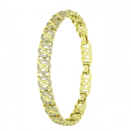 14K BRANSOLETKA POZŁACANA 20,5-19,5-17 CM 9 MM ELEGANCE XUPING 85953