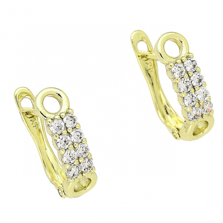14K KOLCZYKI POZŁACANE 15/5 MM TRADYCYJNE Z BRYLANTAMI XUPING 85988