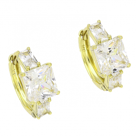 14K KOLCZYKI POZŁACANE 16/8 MM KÓŁKA Z RADIANTEM XUPING 86028
