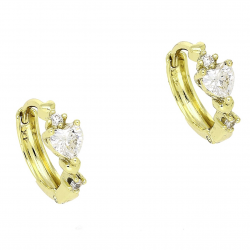 14K KOLCZYKI POZŁACANE 13/5 MM KÓŁKA Z BRYLANTEM SERCE XUPING 86032