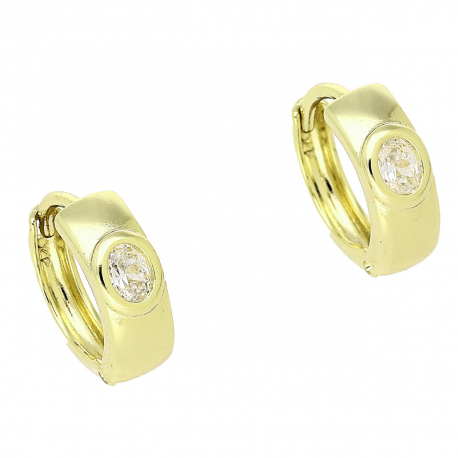 14K KOLCZYKI POZŁACANE 13/5 MM KÓŁKA Z BRYLANTEM XUPING 86033