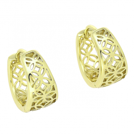 14K KOLCZYKI POZŁACANE 16/8 MM LILIOWY AŻUR XUPING 86041