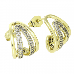 14K KOLCZYKI POZŁACANE 18/14 MM BRYLANTOWE ELEGANTKI XUPING 86044