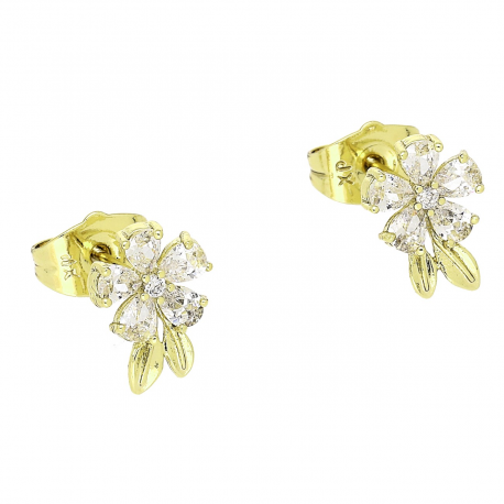 14K KOLCZYKI POZŁACANE 11/8 MM BRYLANTOWE MARGERYTKI XUPING 86045