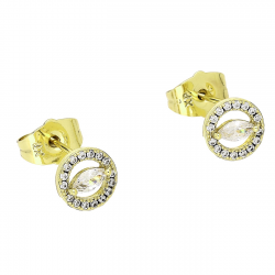 14K KOLCZYKI POZŁACANE 8 MM BRYLANTOWE MALUSZKI XUPING 86046