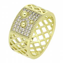 14K PIERŚCIONEK POZŁACANY 10 MM ELEGANCE XUPING 86051