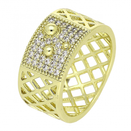 14K PIERŚCIONEK POZŁACANY 10 MM ELEGANCE XUPING 86051